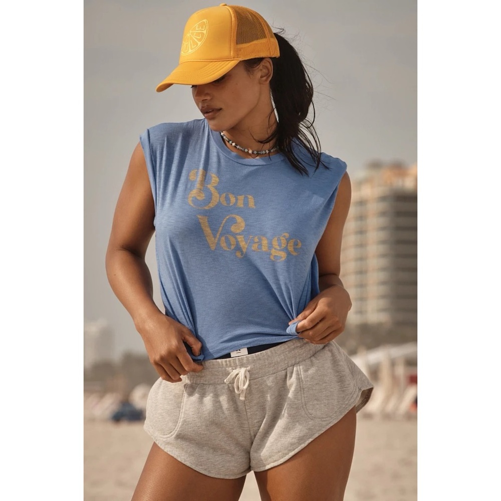 Sundry Bon Voyage Muscle Tank in Ocean